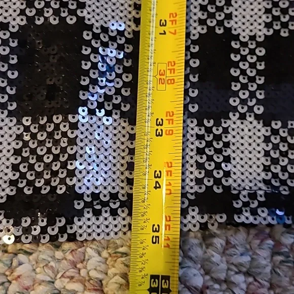 DRAPER JAMES WOMENS BLACK & WHITE SEQUIN SHEATH DRESS SIZE 4 - Picture 15 of 15